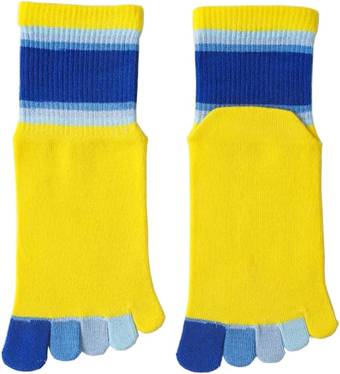 Antcher Girls Seamless Socks Rainbow Stripes Five Finger Cotton Toe Socks Kids School Crew Socks 6 Pack - Image 5